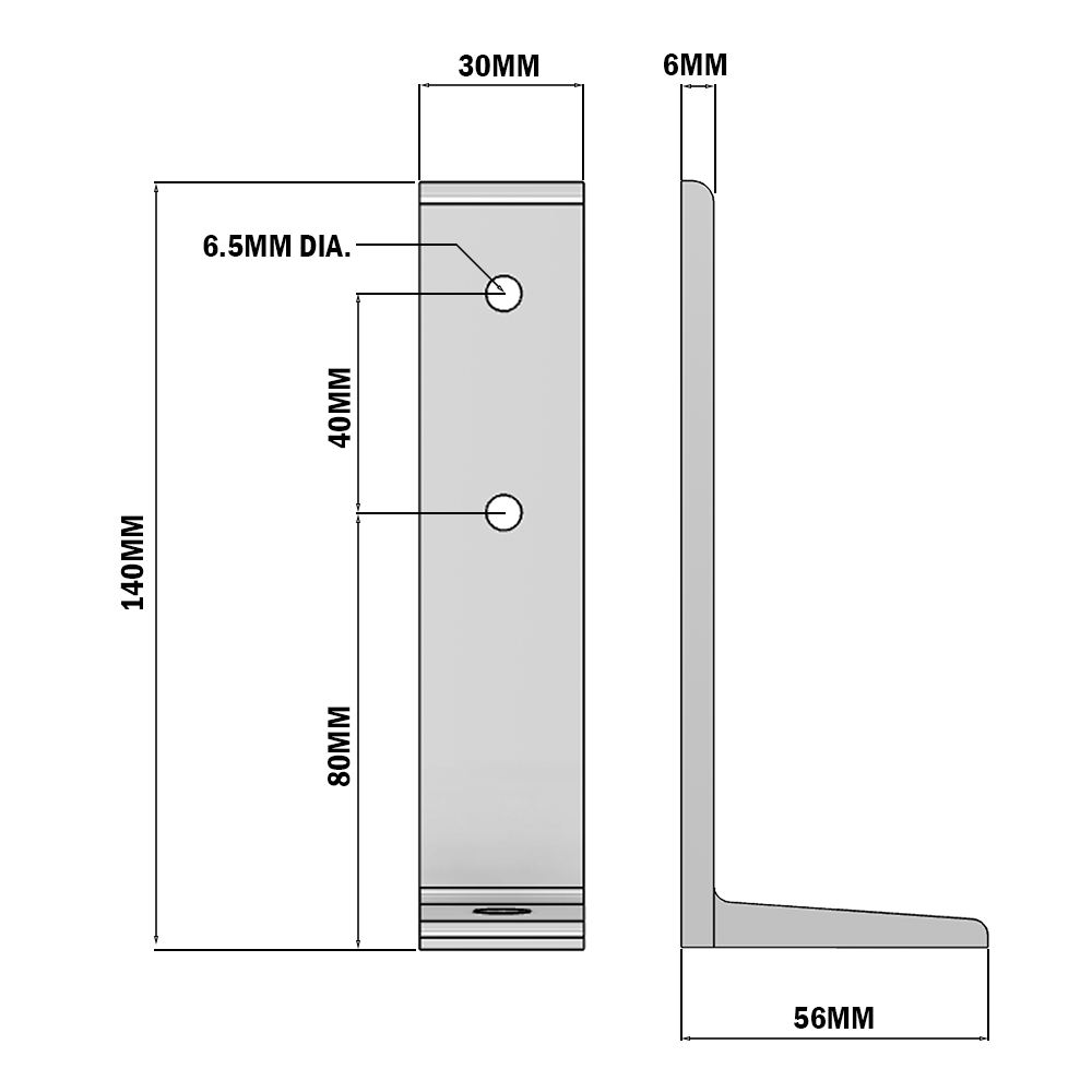 34-030-1 MODULAR SOLUTIONS FLOOR FASTENING ALUMINUM BRACKET 30MM WIDE X 140MM TALL